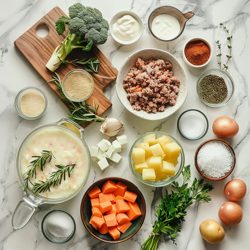 Delectable Chunky Ground Beef and Potato Soup ingredients