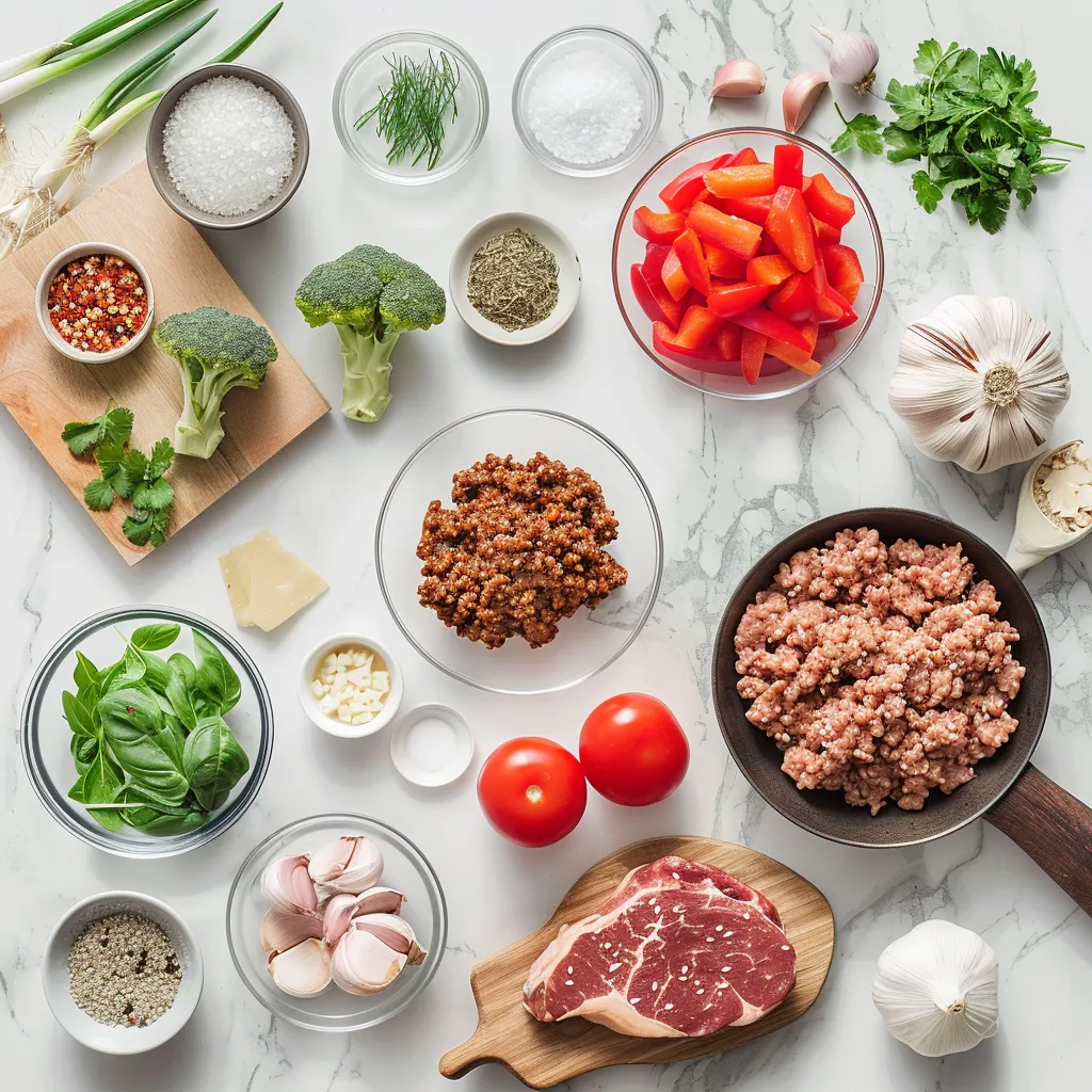 Fresh Ground Beef Stir Fry ingredients