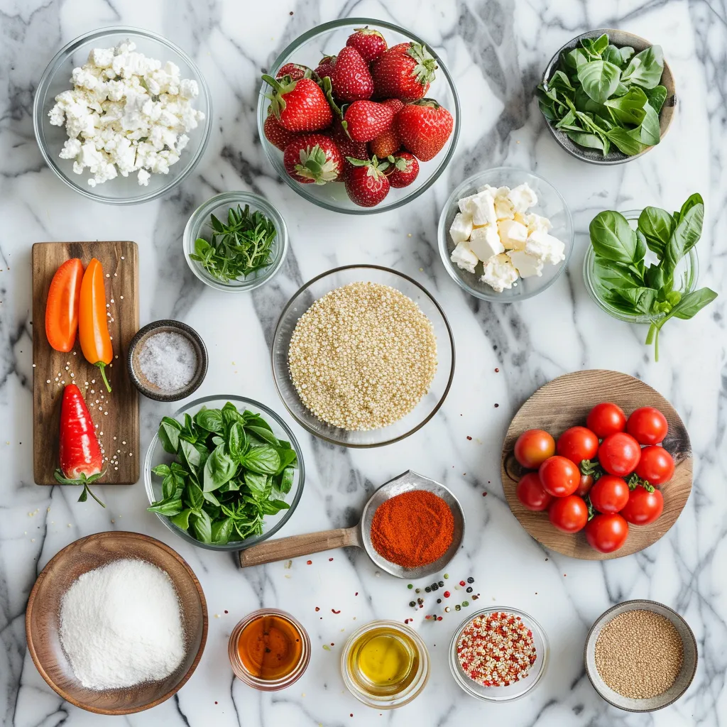 Fresh Strawberry Quinoa Salad with Feta ingredients