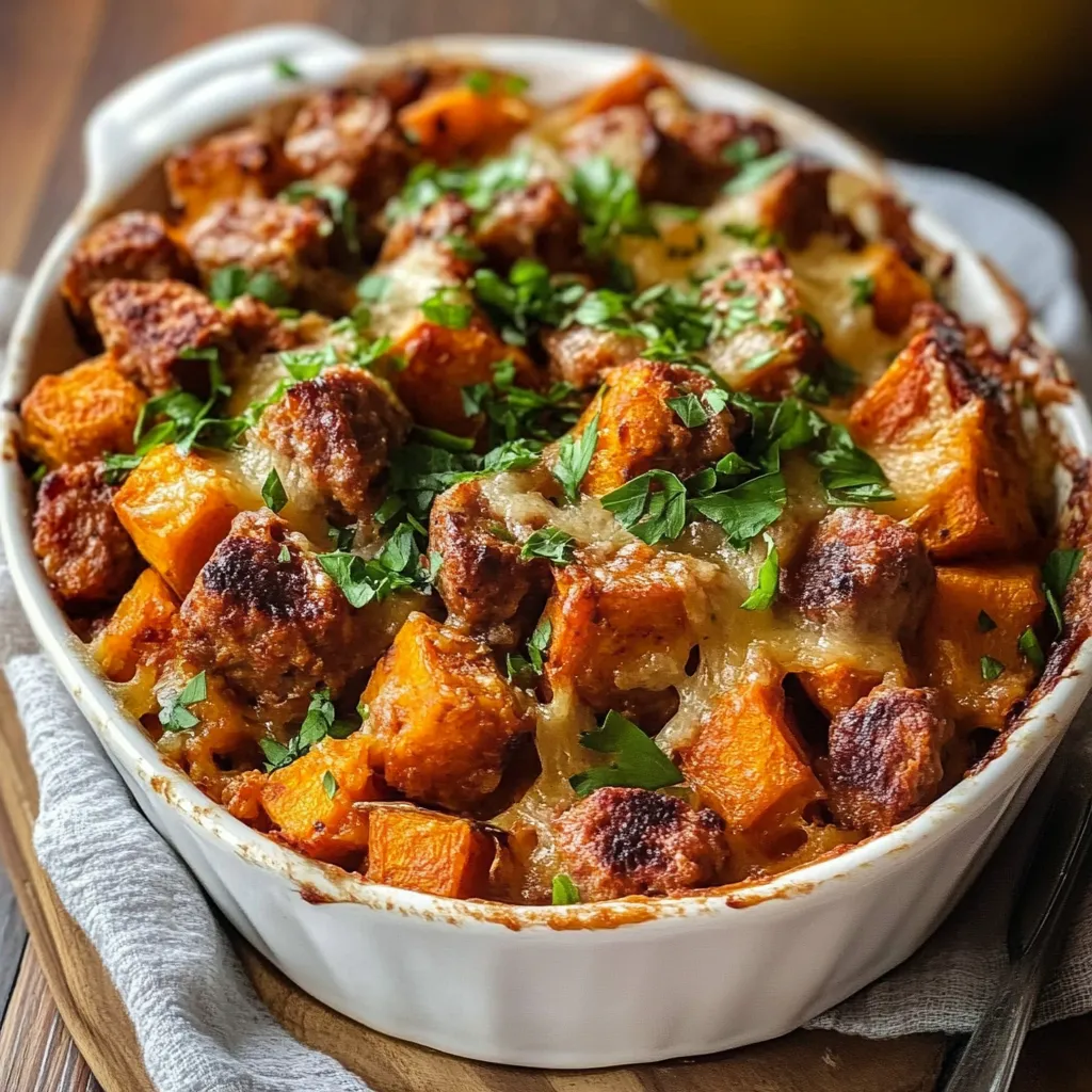 Sweet Potato and Sausage Casserole Delectable