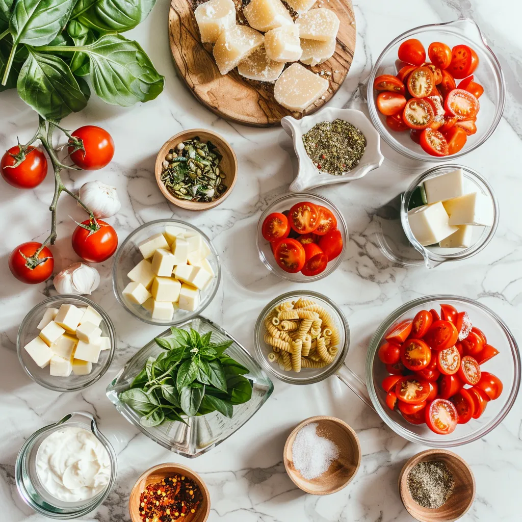 Caprese Pasta Salad Heavenly ingredients