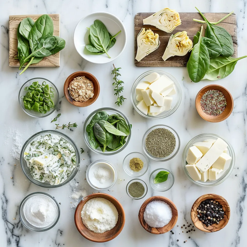 Irresistible New Year Spinach and Artichoke Dip Cups ingredients