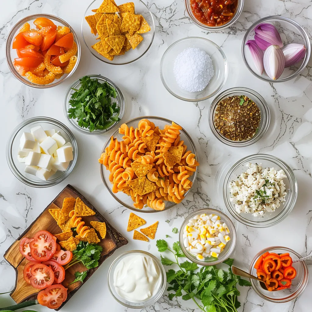 Taco Pasta Salad With Doritos Heavenly ingredients