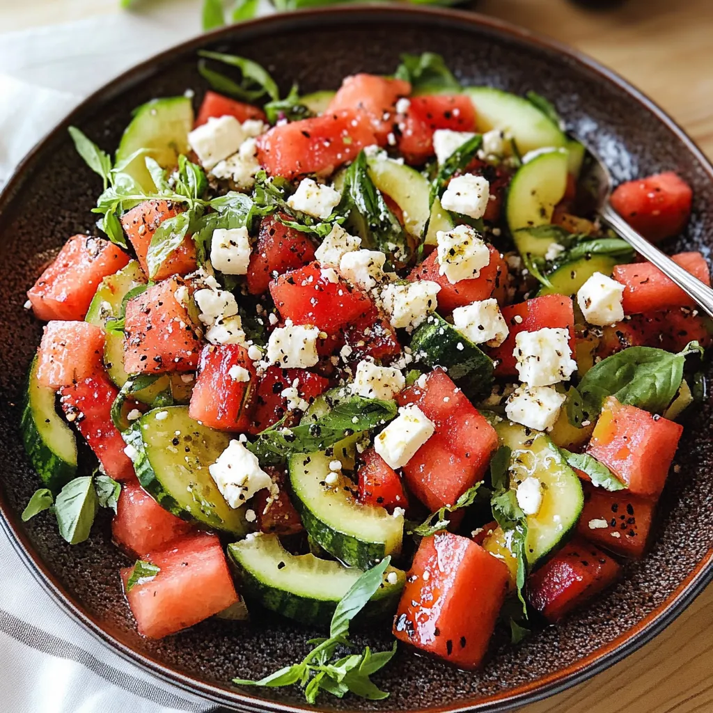 Watermelon Salad with feta Tempting