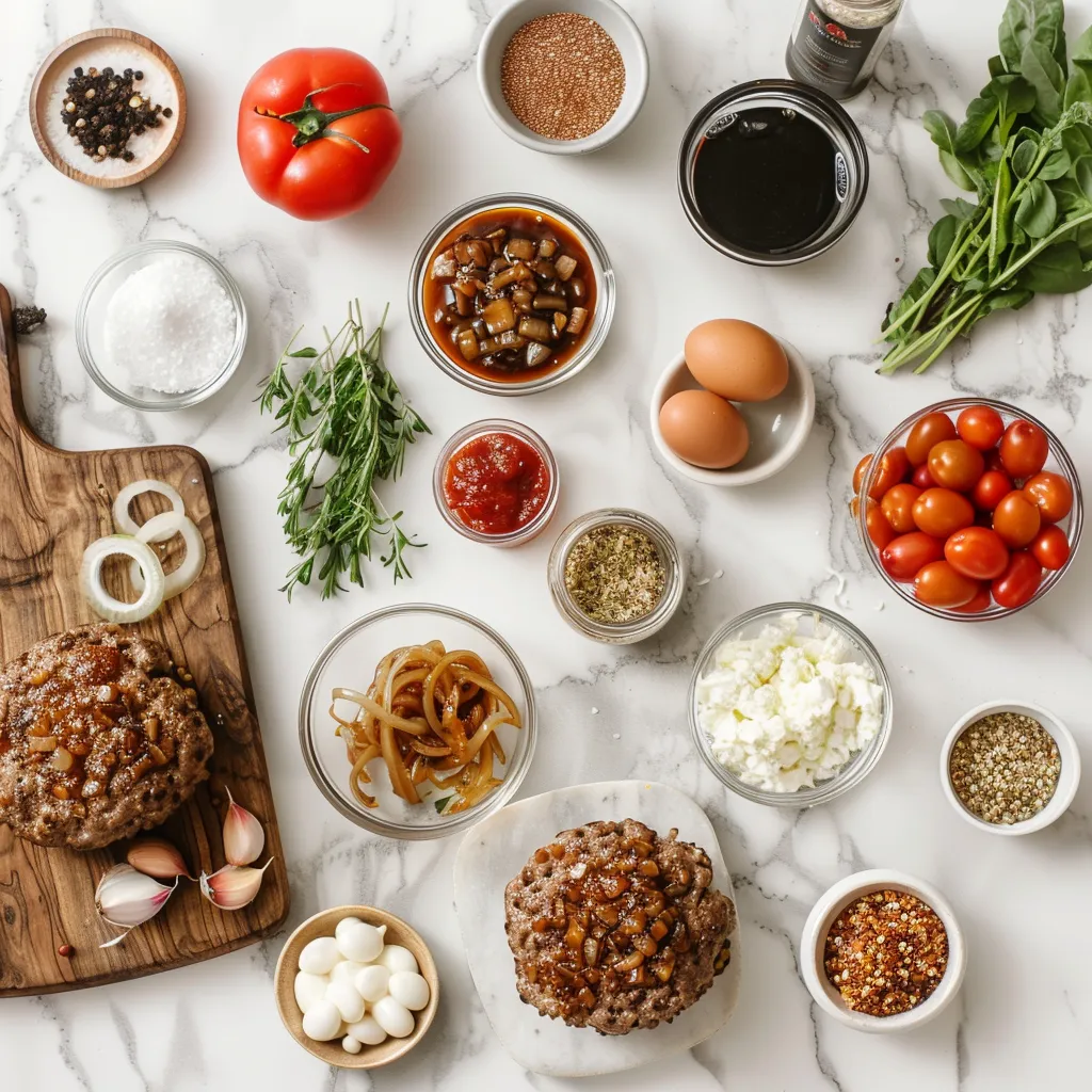 Yummy Irish Pub Burger with Guinness-Caramelized Onions ingredients