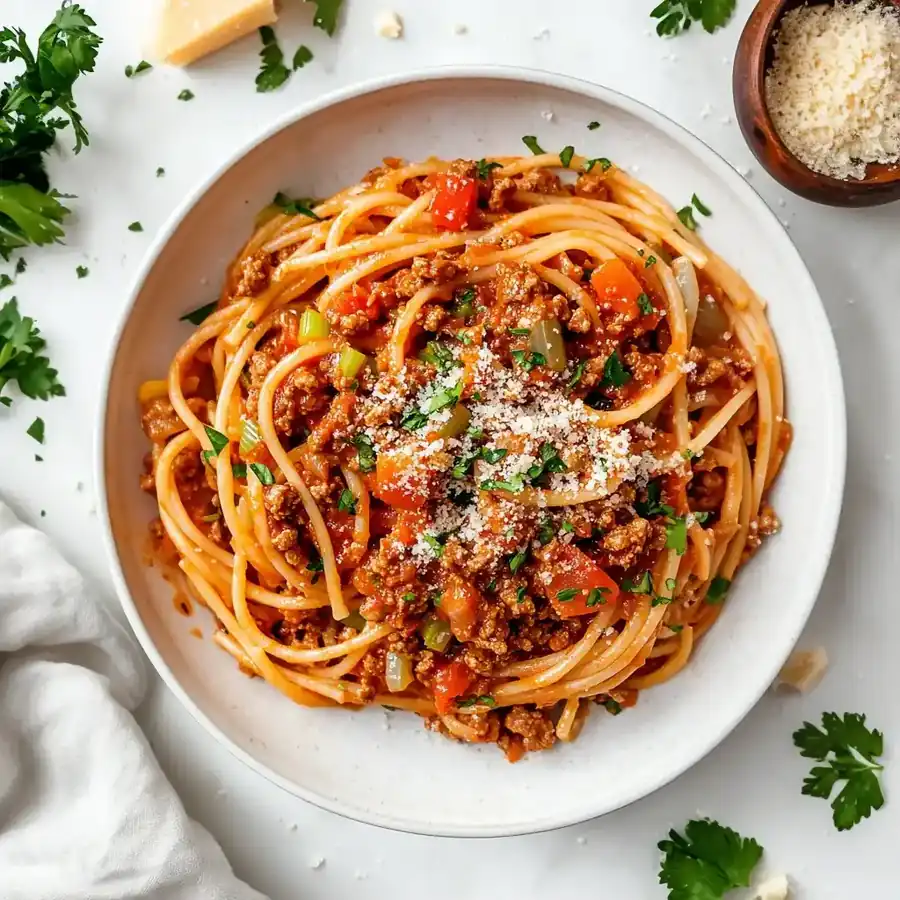 Easy Healthy Turkey Bolognese Spaghetti - Hearty Dinner