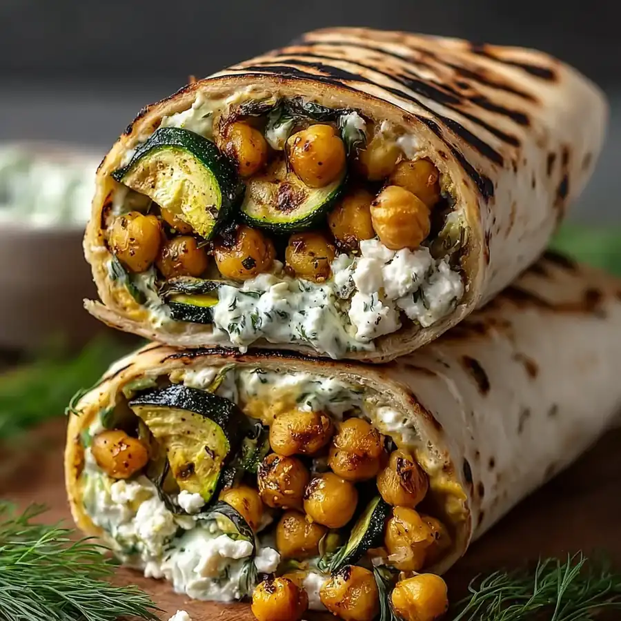 Show-Stopping Grilled Zucchini Feta Chickpea Wrap with Herbed Yogurt — Healthy & Ready in 30 Minutes