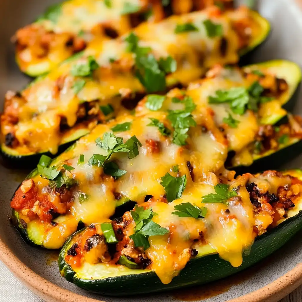 Cheesy Mexican Zucchini Boats with Zesty Yogurt Sauce