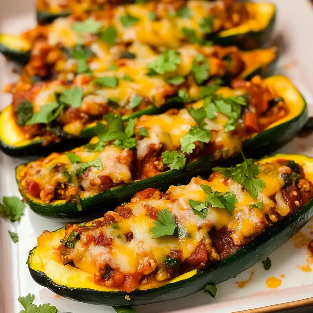 Cheesy Mexican Zucchini Boats with Zesty Yogurt Sauce