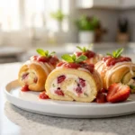 Strawberry Shortcake Cheesecake Rolls With Basil Infused Crumble | Dessert Recipe