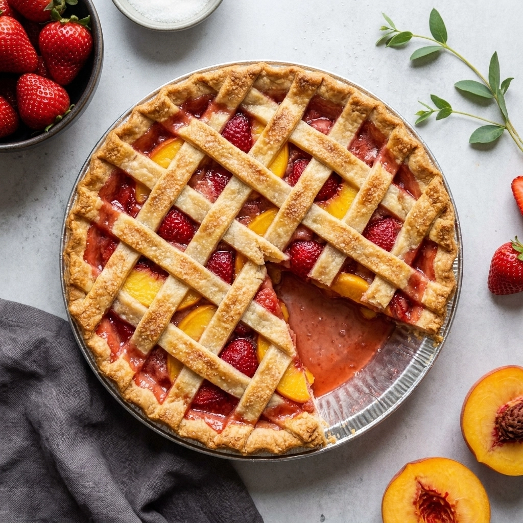 The Ultimate Strawberry Peach Pie: Golden Crust, Jammy Fruit