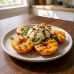 Fresh Grilled Peach and Burrata Salad Recipe: Easy Summer Salad with Basil and Almonds | Healthy Summer Appetizer