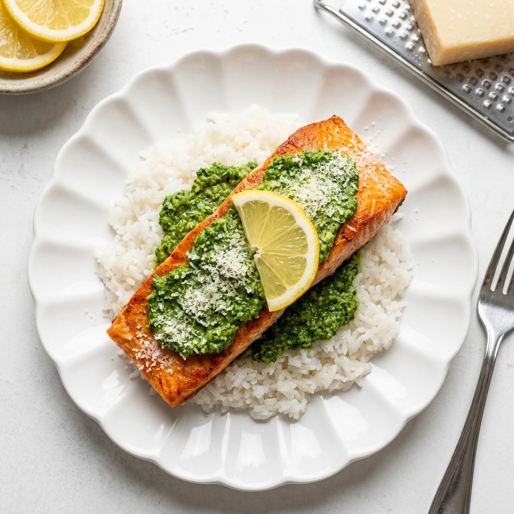 Broccoli Pesto Baked Salmon — Healthy Dinner in 20 Minutes