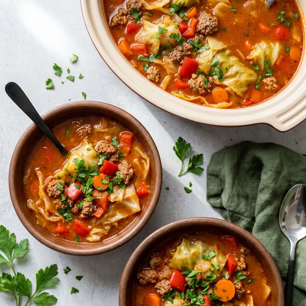 Hearty Slow Cooker Cabbage Roll Soup | Easy Comfort Food Dinner Idea