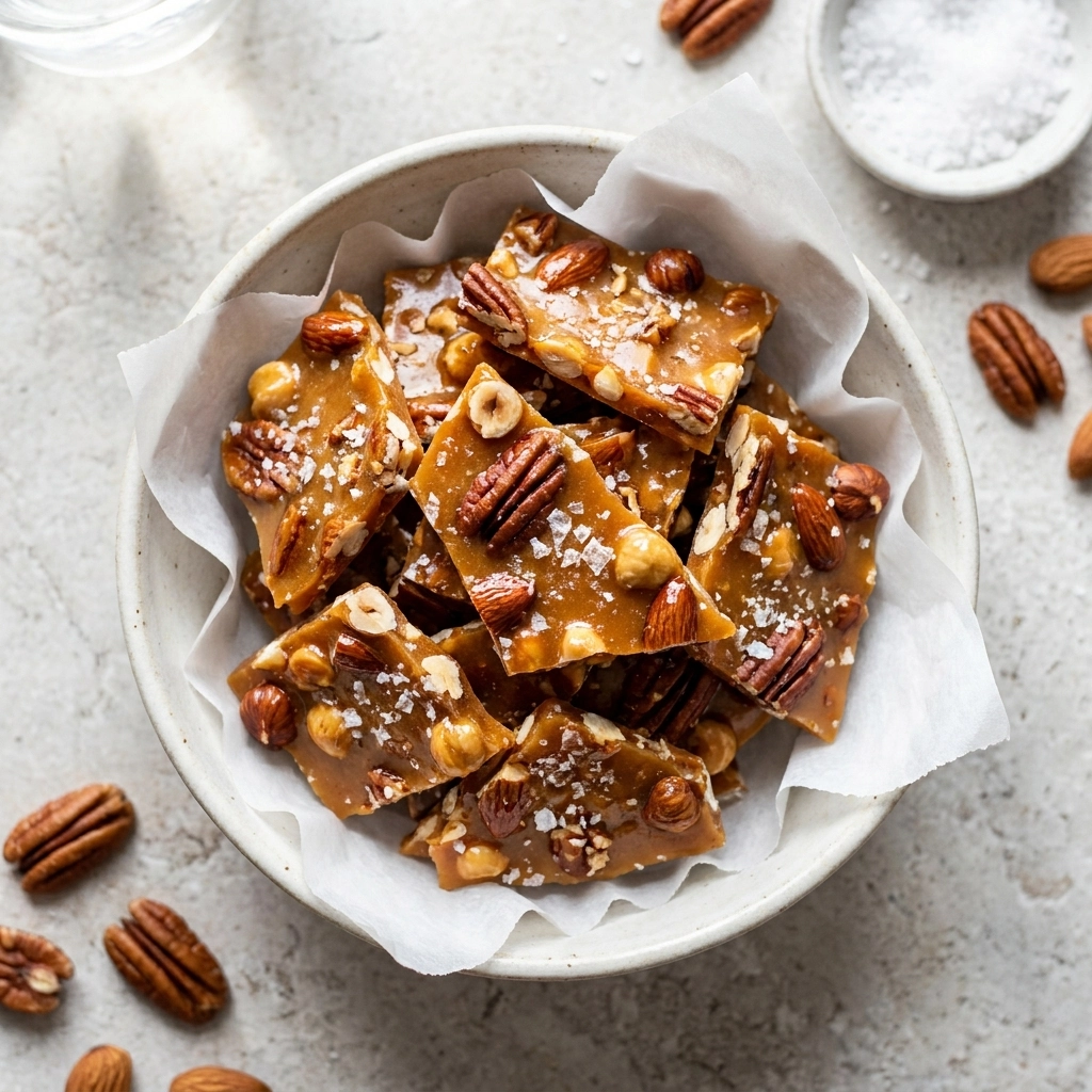 Crunchy Salted Caramel Nut Brittle: A Golden Winter Treat | Easy Homemade Candy Recipe