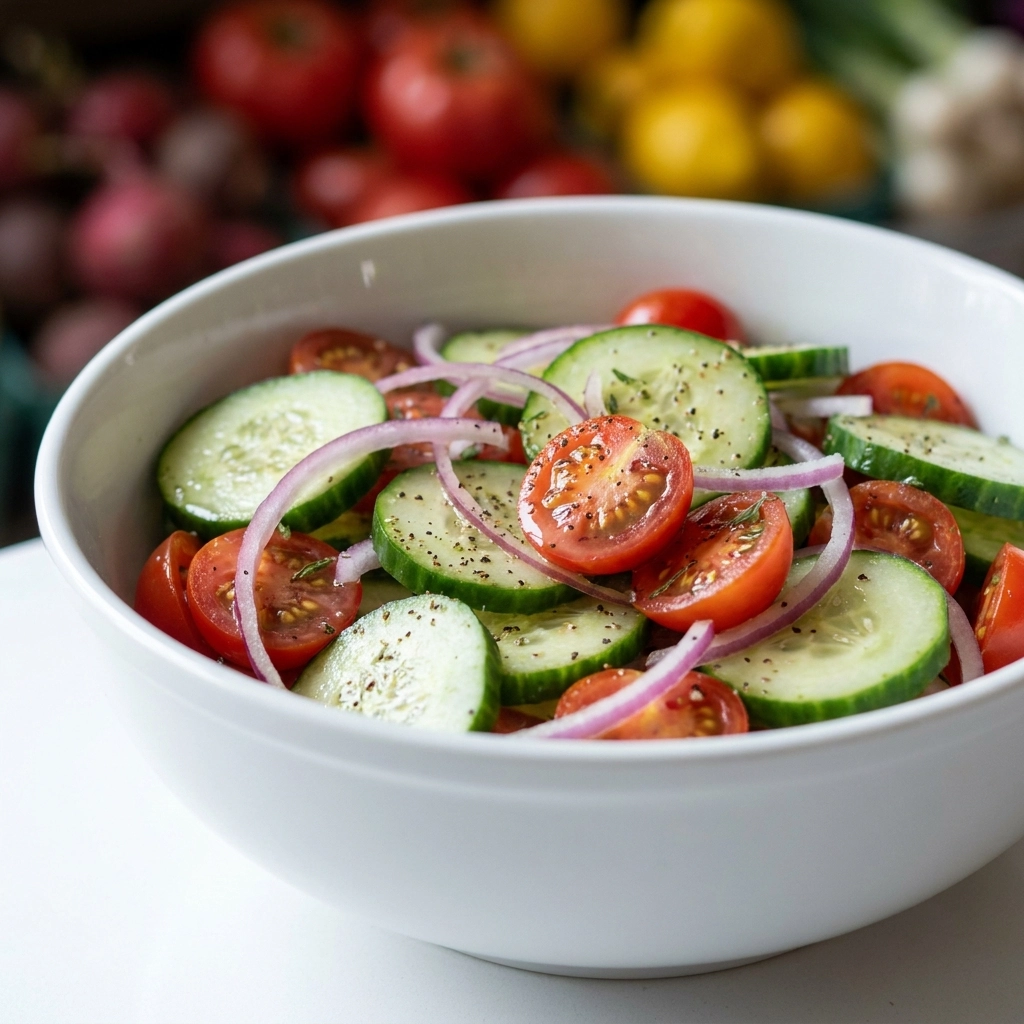Fresh Cucumber Tomato Salad with Lemon Poppy Seed Dressing | Healthy Summer Salad