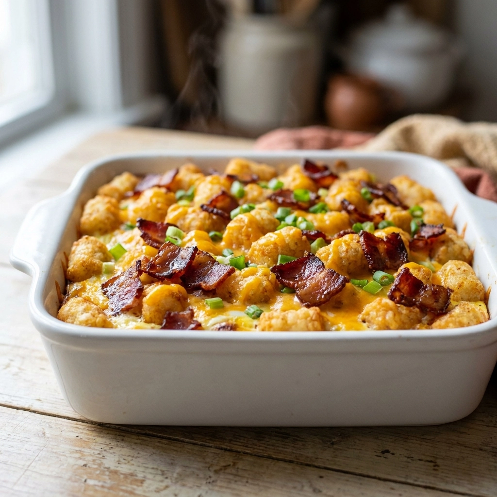 Hearty Bacon, Egg & Tater Tot Casserole: Easy Comfort Bake | Breakfast Casserole Recipe