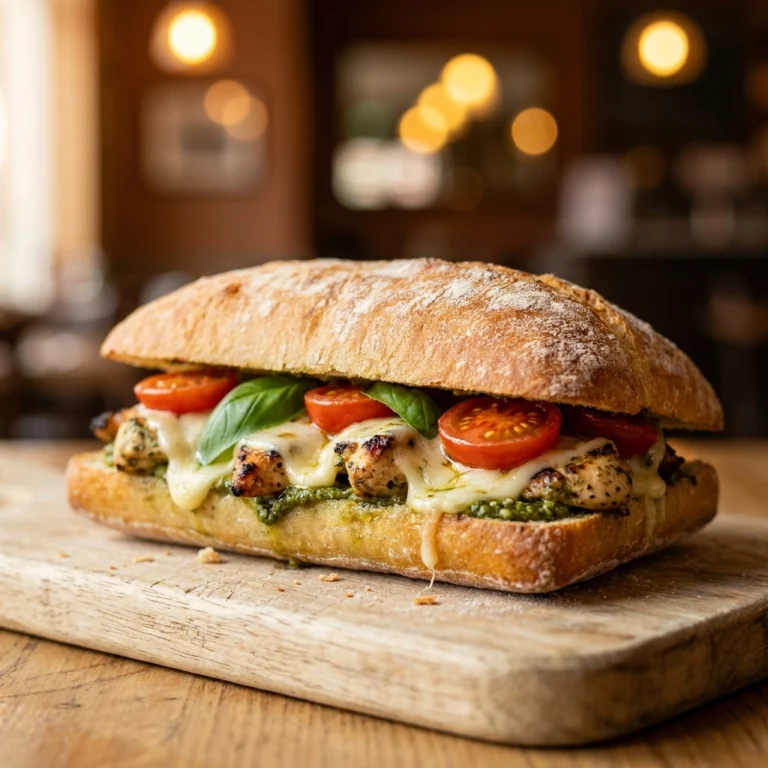 Flavorful Pesto Caprese Grilled Chicken Ciabatta Sandwich | Easy Gourmet Lunch Idea