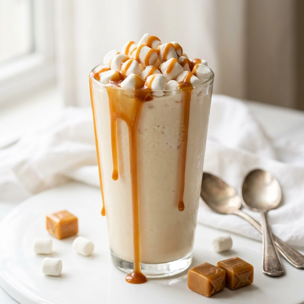 Indulgently Gooey Caramel Marshmallow Milkshakes | Easy Dessert Drink Recipe