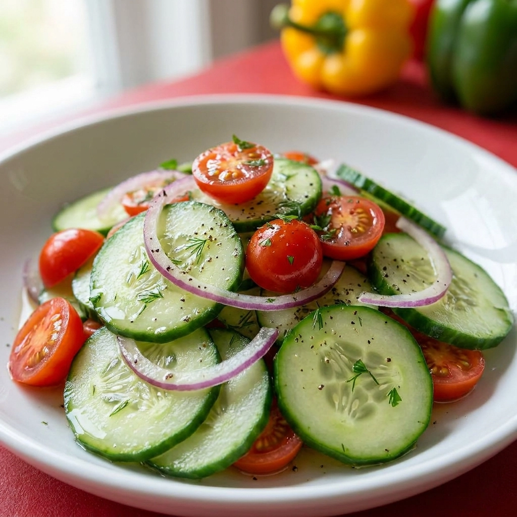 Fresh Cucumber Tomato Salad with Zesty Lemon Poppy Seed Dressing | Healthy Summer Side Dish