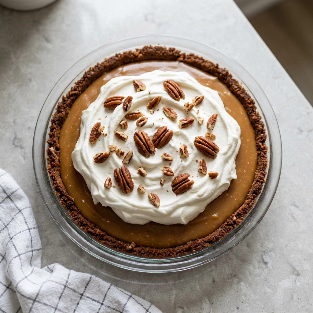 Creamy Caramel Pie with Gingersnap Pecan Crust | Easy Homemade Caramel Dessert