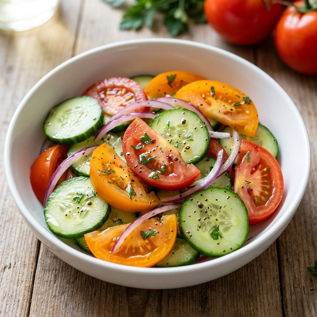 Fresh Cucumber Tomato Salad with Zesty Lemon Poppy Seed Dressing | Healthy Summer Side Dish
