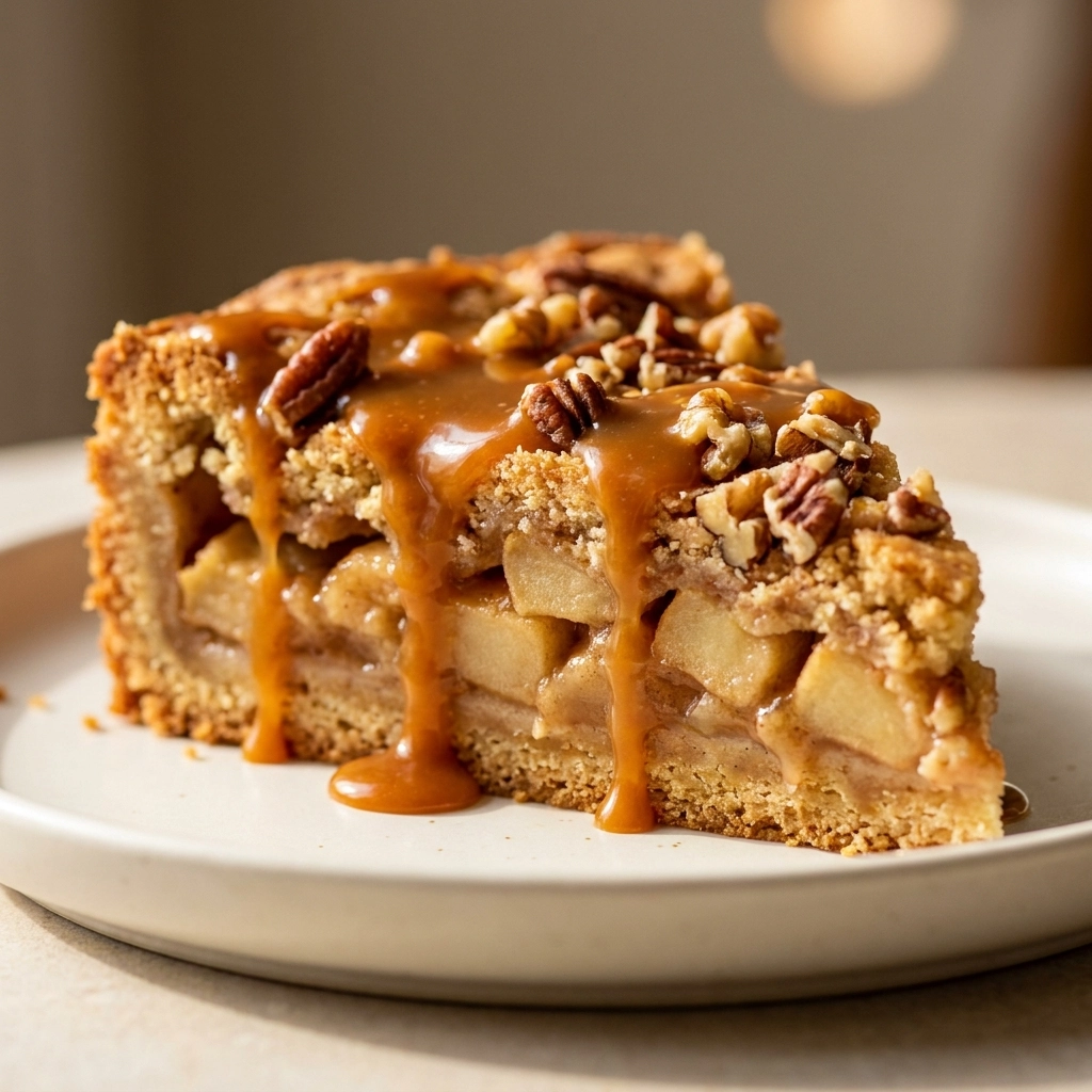 Authentic Swedish Apple Cake with Salted Caramel Drizzle | Easy Fall Dessert