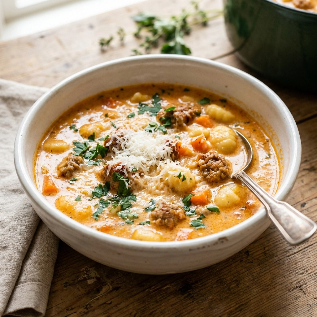 The Ultimate Creamy Parmesan Italian Sausage Soup | Easy Comfort Food Dinner