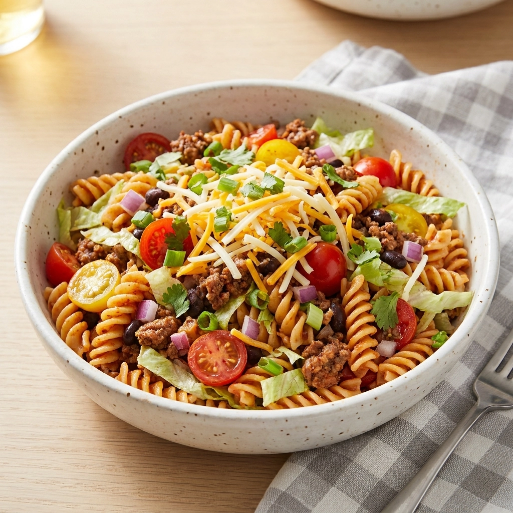 Easy Zesty Taco Pasta Salad Recipe with Catalina Dressing for Perfect Summer Meals | Taco Pasta Salad
