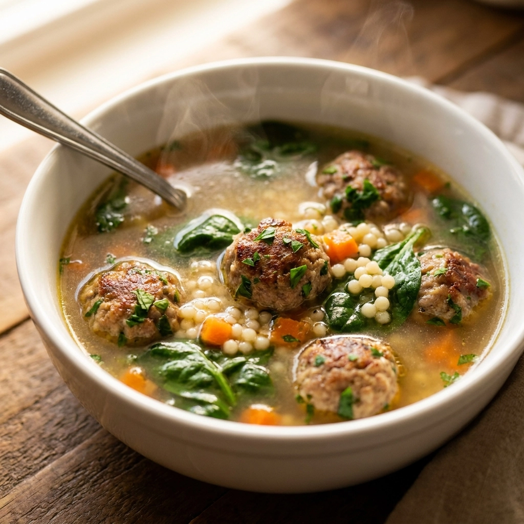 Heartwarming Homemade Italian Wedding Soup with Cheesy Meatballs | Comfort Food Soup