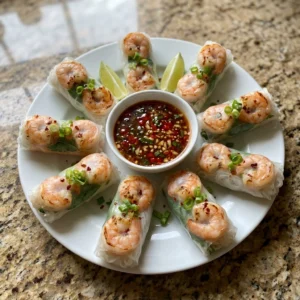 Sweet Chili Shrimp Rice Paper Rolls | Easy Healthy Shrimp Spring Roll Recipe