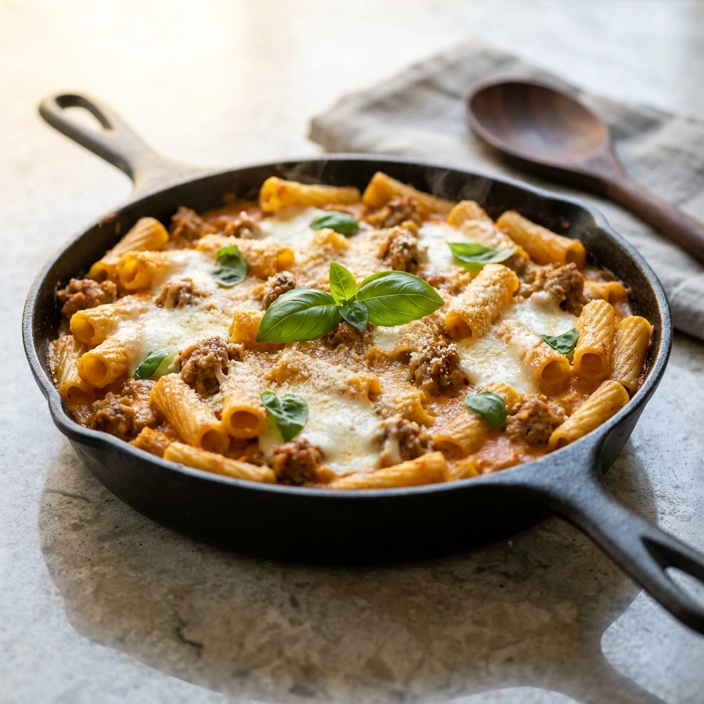Irresistible Baked Ziti with Sausage and Pumpkin Recipe | Easy Fall Pasta Bake