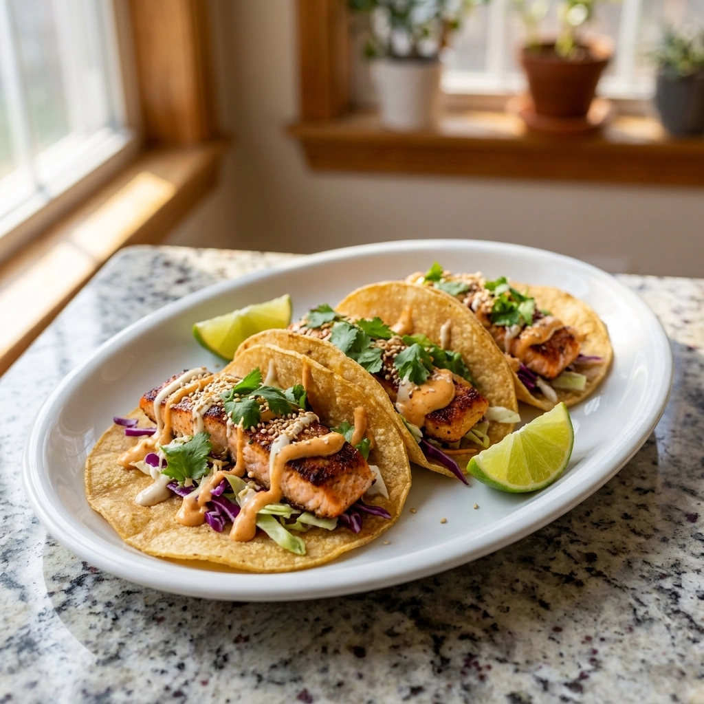 Crispy Bang Bang Salmon Tacos with Spicy Mayo | Easy Seafood Dinner Idea