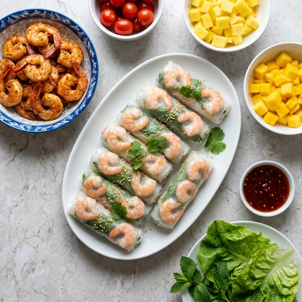 Sweet Chili Shrimp Rice Paper Rolls | Easy Healthy Shrimp Spring Roll Recipe